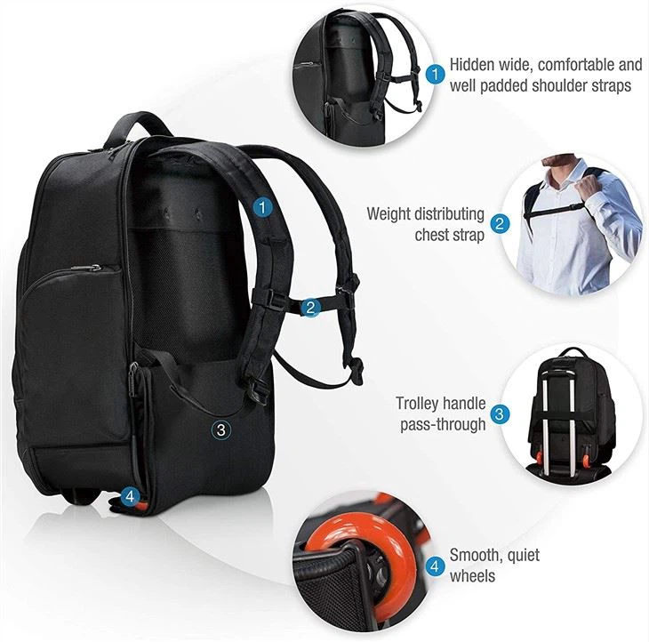 Wheeled Backpack For 13-17.3-Inch Laptop